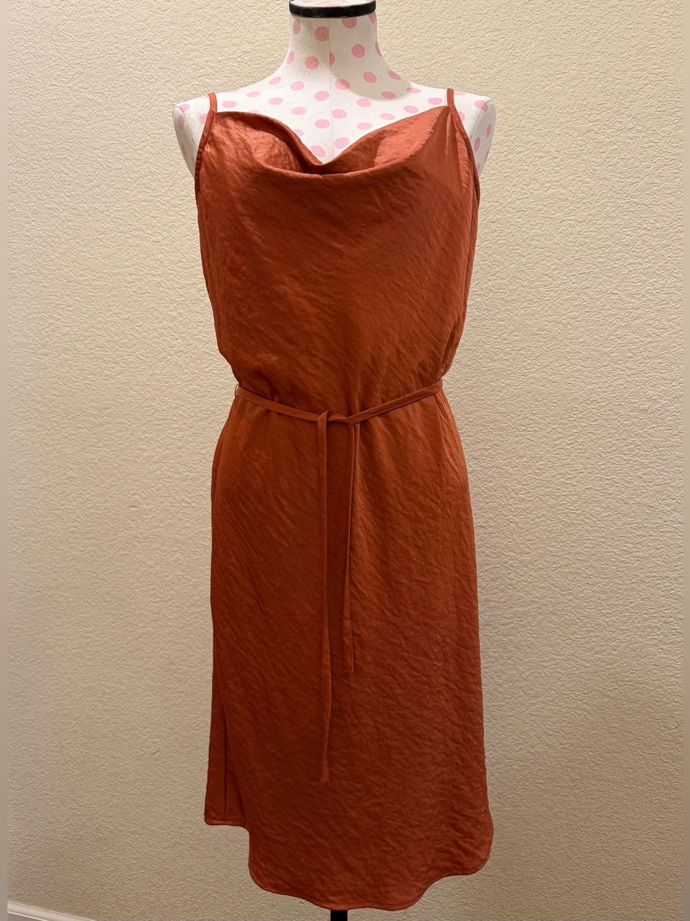 Maurices Rust Slip Midi Dress with Cowl Neck